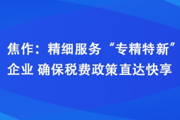 焦作：精細(xì)服務(wù)“專(zhuān)精特新”企業(yè) 確保稅費(fèi)政策直達(dá)快享