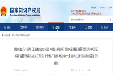 國知局等5部門：鼓勵(lì)支持以“科技成果+認(rèn)股權(quán)”方式入股企業(yè)，打造一批服務(wù)于資本市場的知識(shí)產(chǎn)權(quán)專業(yè)服務(wù)機(jī)構(gòu)