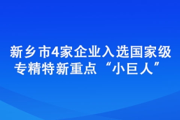 新鄉(xiāng)市4家企業(yè)入選國(guó)家級(jí)專精特新重點(diǎn)“小巨人”