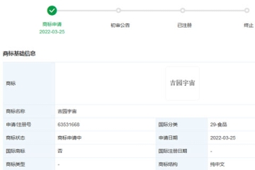 廣州王老吉藥業(yè)股份有限公司申請注冊“吉園宇宙”商標(biāo)