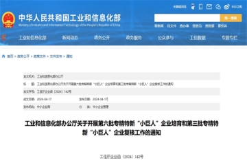 工業(yè)和信息化部辦公廳關于開展第六批專精特新“小巨人”企業(yè)培育和第三批專精特新“小巨人”企業(yè)復核工作的通知