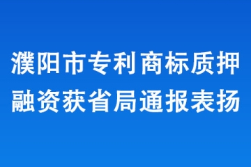 濮陽市專利商標(biāo)質(zhì)押融資獲省局通報表揚(yáng)
