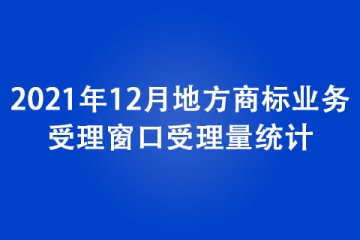 2021年12月地方商標(biāo)業(yè)務(wù)受理窗口受理量統(tǒng)計(jì)