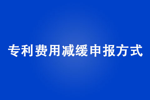 專利費(fèi)用減緩申報(bào)方式