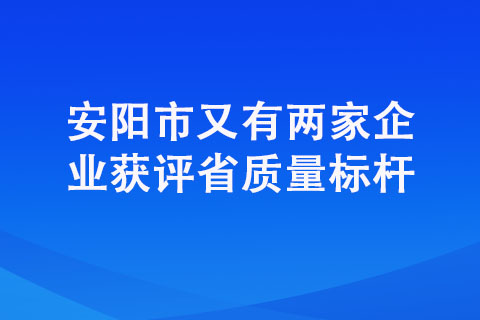 安陽市又有兩家企業(yè)獲評省質(zhì)量標(biāo)桿
