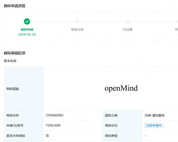 華為技術(shù)有限公司申請(qǐng)注冊(cè)“OPENMIND”商標(biāo)